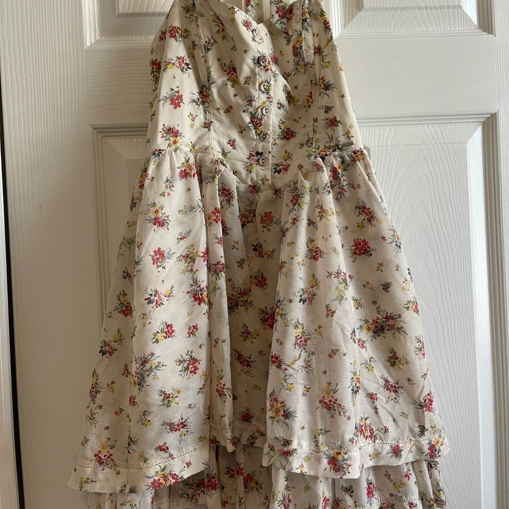 Ruffle, halter floral dress.